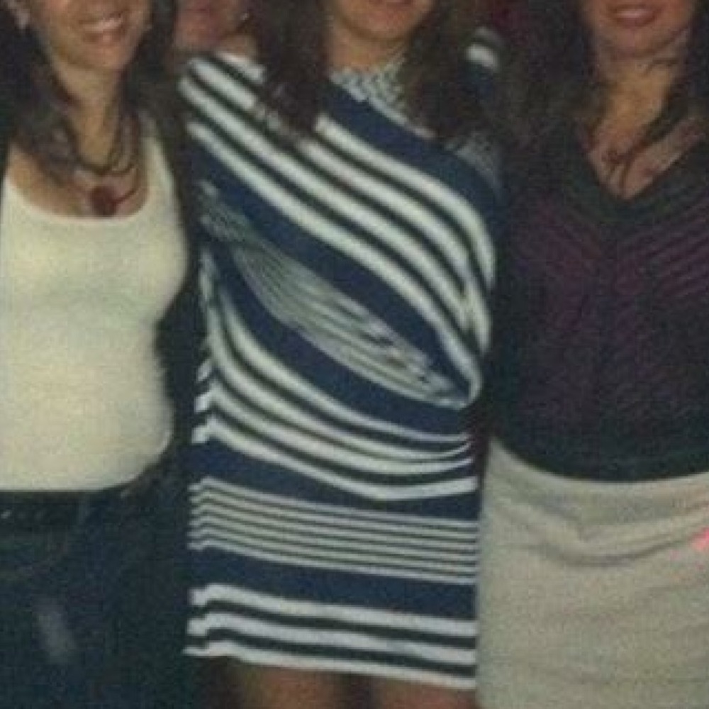 Striped blu and white angled dress